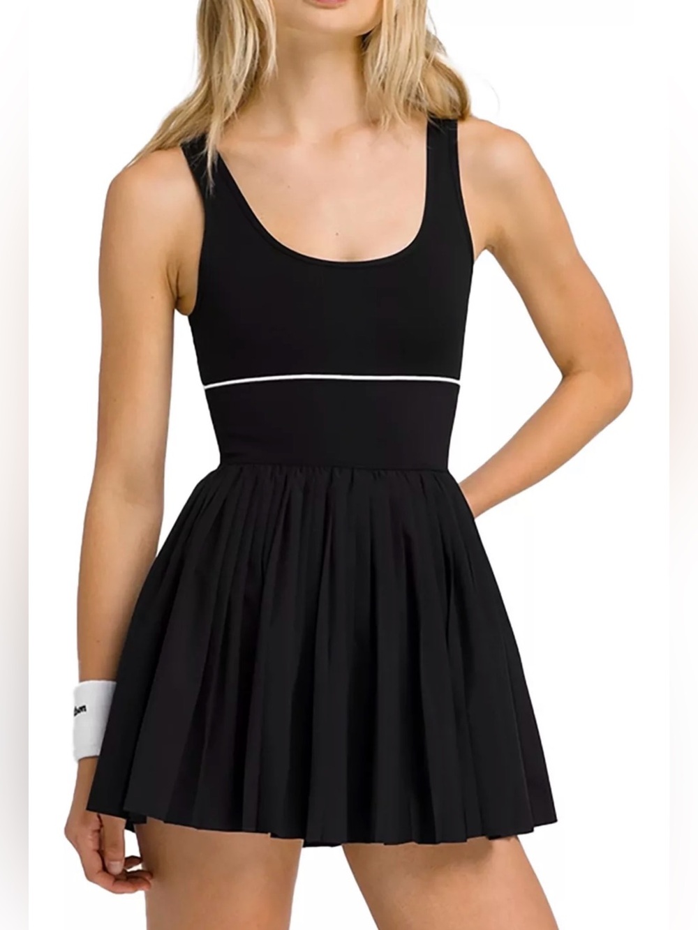 Wilson Black Mini Tennis Dress with White Waist Trim